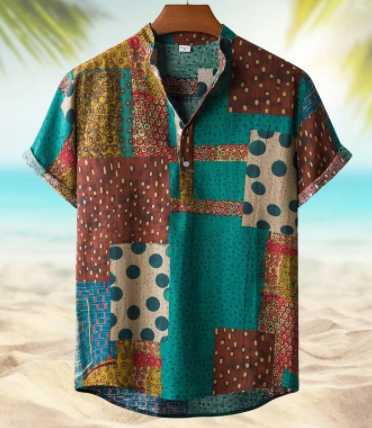 SHUJIN Men Linen Cotton Short Sleeve Shirt Summer Floral Loose Baggy Casual Shirts Tops Holiday Beach Men's Hawaii Shirts discountshub