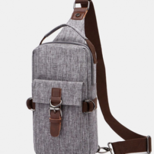Vintage Canvas Soild Buckle Front Crossbody Bag Chest Bag discountshub