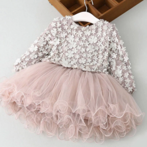 Winter Long Sleeves Girls Dress Birthday Flower Design Princess Lace Tutu Dresses Kids Casual Wear Children Daily Home Clothing discountshub