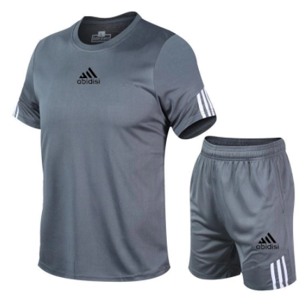 2021 summer men's short sleeve Shorts Set mesh o-neck sportswear brand running fitness training clothes discountshub