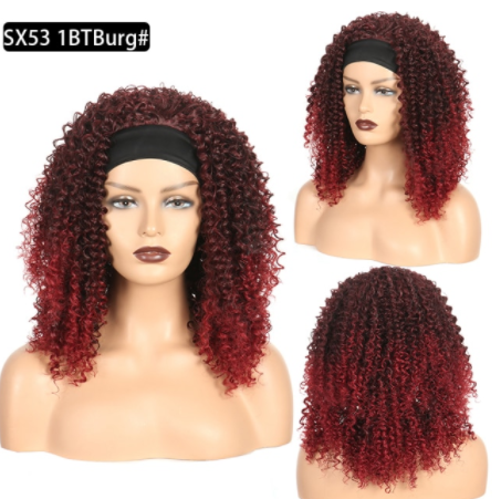 Afro Curly Headband Wig For Black Women Synthetic Natural Bouncy Curly Wig Headband Female Hair Heat rResistant discountshub