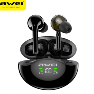 Awei TWS T12P Dual Dynamic Driver Earbuds Bluetooth 5.1 Handsfree Deep Bass Touch Control Half In-Ear With Microphone For Phone discountshub