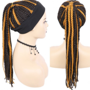 GURUILAGU Long Braided Box Braids Wigs For Black Women Synthetic Hair Headband Wig Braid African Natural Black Brown Wig Women discountshub