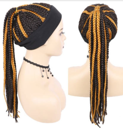 GURUILAGU Long Braided Box Braids Wigs For Black Women Synthetic Hair Headband Wig Braid African Natural Black Brown Wig Women discountshub