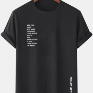 Mens Slogan Print 100% Cotton Casual Crew Neck Short Sleeve T-Shirt discountshub
