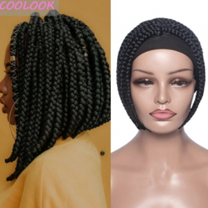Short Box Braids Headband Wigs for Black Women 12'' Box Braided Wigs with Scarf African American Synthetic Head Wrap Wig Cosplay discountshub