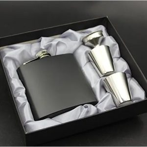 Stainless Steel Liquor Hip Flask Set - Black discountshub