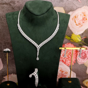 TIRIM DUBAI 4pcs Cubic Zirconia Necklace Sets For Women Bridal Jewelry Set SAUDI Fashion Trendy Crystal Wedding Jewelri Accessor discountshub