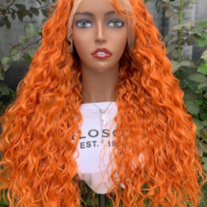 26Inch Deep Wavy Ginger Orange Lace Frontal Synthetic Hair Wig For Women Preplucked Heat Resistant Daily Wigs 180%Density Curly discountshub