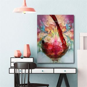 Abstract Red Wine Glass Painting Without Frame discountshub