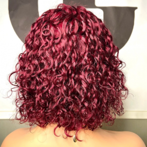 Bob Burgundy Lace Front Wig Brazilian Hd Full Deep Short 99j Red Colored Pre Plucked Water Wave Frontal Curly Human Hair Wigs discountshub