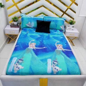 Disney Frozen Cartoon Bed Sheet & 4 Pillow Cases - 6 X 6 Feet discountshub