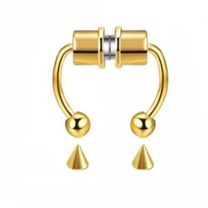 Fashion Jewelry Unisex Magnetic Septum Non Piercing Nose Ring- Gold discountshub