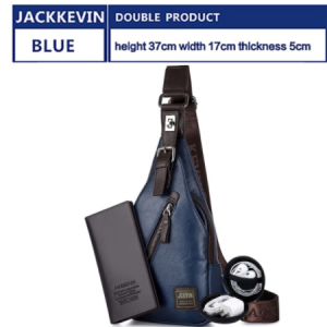 JackKevin Men's Fashion Crossbody Bag Theftproof Rotatable Button Open Leather Chest Bags Men Shoulder Bags Chest Waist Pack discountshub