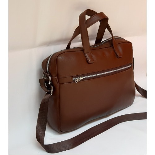 Leather Laptop Office Bag - Brown discountshub
