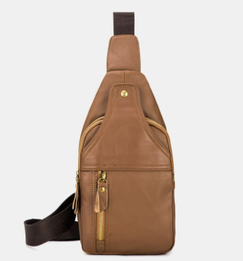 Men Genuine Leather Retro Large Capacity Crossbody Bag Chest Bag Sling Bag discountshub