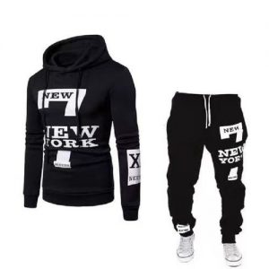 Men Suit Set 2 Pieces Sportwear Hood Jacket Coat discountshub