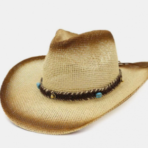 Men & Women Big Eaves Sun Hat Spray Paint Cowboy Straw Hat discountshub