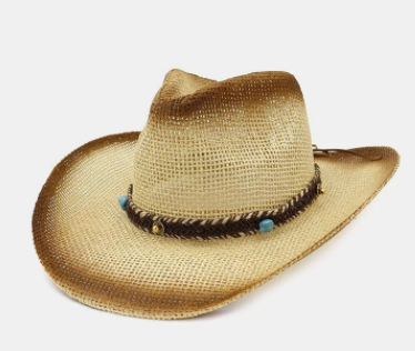 Men & Women Big Eaves Sun Hat Spray Paint Cowboy Straw Hat discountshub