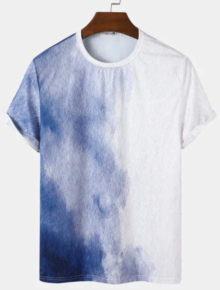 Mens Ombre Tie Dye Print Crew Neck Casual Short Sleeve T-Shirts discountshub