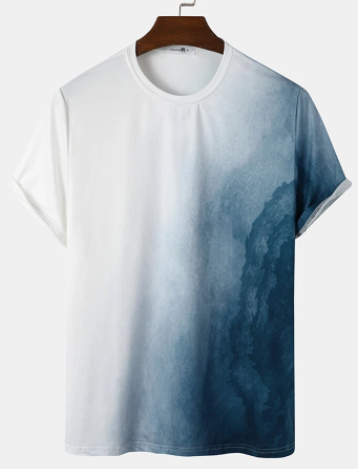 Mens Tie Dye Ombre Print Crew Neck Short Sleeve Casual T-Shirts discountshub