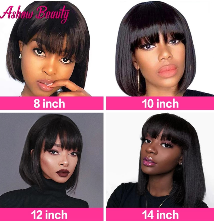 Short Bob Wig With Bangs100% Human Hair Wig With Bangs Straight Brazilian Hair Wig For Black Women Perruque Cheap Human Hair Wig - Discountshub Short Bob Wig With Bangs100% Human Hair Wig With Bangs Straight Brazilian Hair Wig For Black Women Perruque Cheap Human Hair Wig - Discountshub