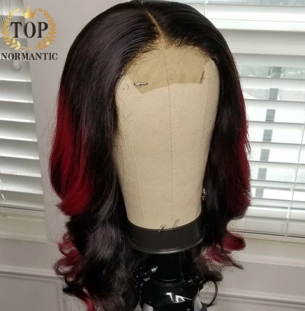 Topnormantic Burgundy Color Wig With Baby Hair 13x4 Lace Front Ombre Red Remy Brazilian Human Hair Wig For Women discountshub