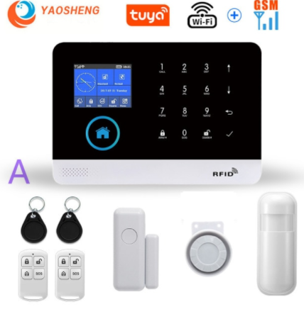 Wireless WIFI GSM Home Security Alarm System For Tuya Smart Life APP With Motion Sensor Detector Compatible With Alexa & Google discountshub