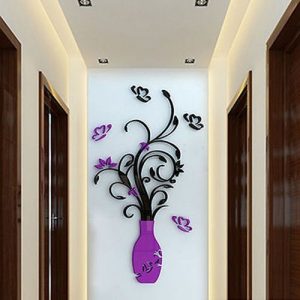 XLarge 3D Flower Vase Removable DIY Wall Stickers Decor (pp) discountshub