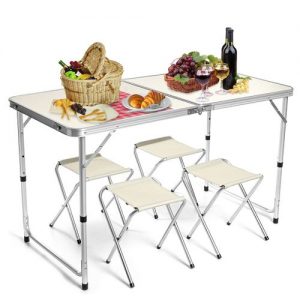 1.2m Portable Aluminum Alloy Folding Table-With 4 Chair discountshub