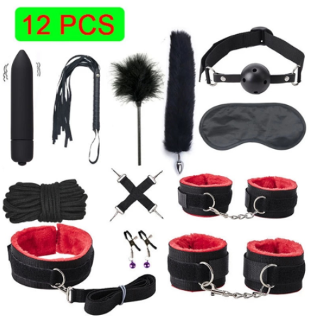 BLACKWOLF Bed Bondage Set BDSM Kits Exotic Sex Toys For Adults Games Leather Handcuffs Whip Gag Tail Plug Women Sex Products discountshub