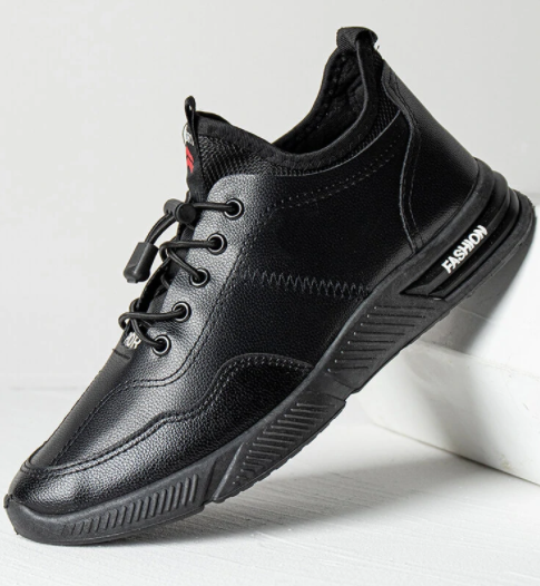 Men PU Breathable Lace-up Soft Round Toe Sport Casual Shoes discountshub