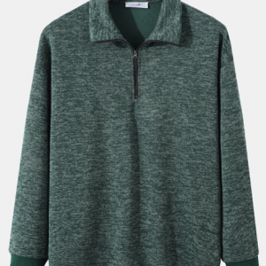 Mens Knit Zipper Lapel Preppy Long Sleeve Golf Shirts discountshub