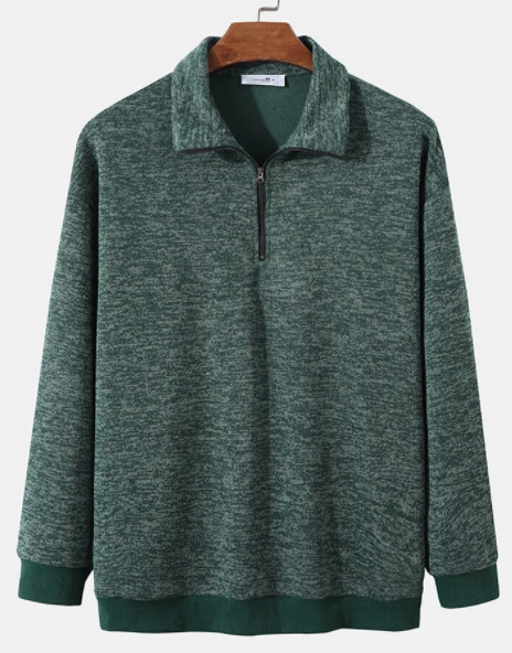 Mens Knit Zipper Lapel Preppy Long Sleeve Golf Shirts discountshub