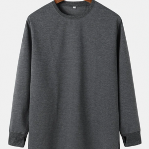 Mens Solid Color Crew Neck Cut Out Cuff Basics Longline T-Shirts discountshub