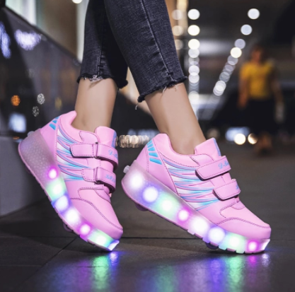 Roller Skates Tow Wheels Shoes Glowing Light LED Children Boys Girls Kids Fashion Luminous Sport Casual Wheelys Skating Sneakers discountshub