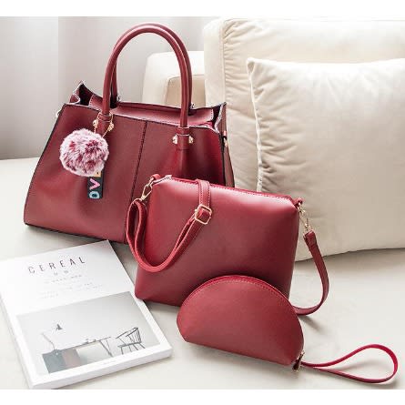 Women's Handbag - 3 In 1 - Red discountshub