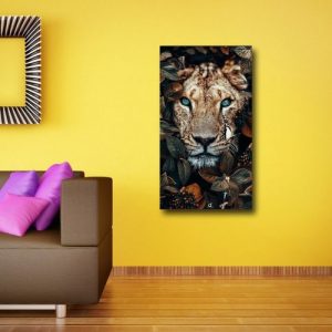 Awesome Lion In The Woods Wall Canvas discountshub