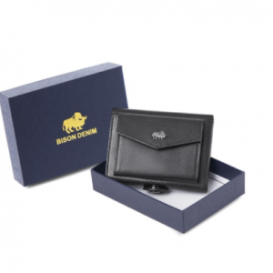 BISON DENIM men Genuine leather short slim wallet with coin pocket trifold rfid blocking card holder wallet W4530 discountshub