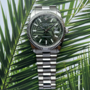 CADISEN New Men Mechanical Watch Olive Green Palm Motif Dial Top Brand Luxury Automatic Watch 100M Waterproof Gift Watch For Men discountshub