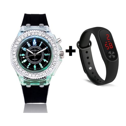 Geneva Luminous Led Silicon Men's Wristwatch discountshub