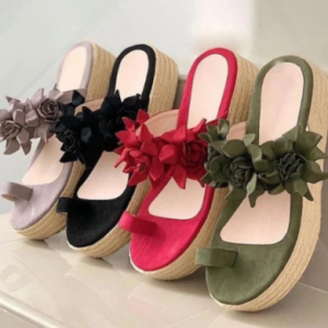 Grition Sandals Women Sandals Casual Daily Flower Pattern Slip On Toe Correction Flat Weaving Beach Slipper discountshub