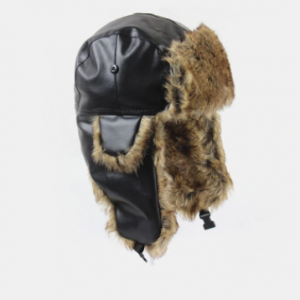 Men PU Plush Solid Color Outdoor Ear Protection Windproof Warmth Trapper Hat discountshub