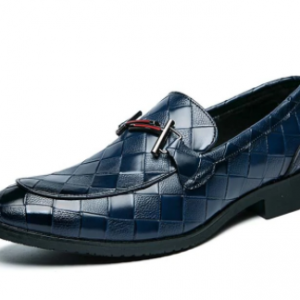 Men Slip On Argyle Pattern Metal Design Stylish Business Dress Shoes discountshub