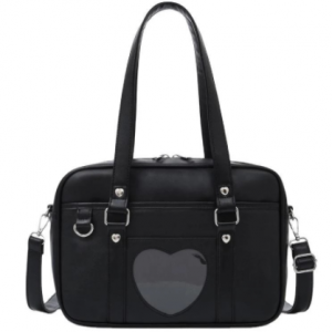 New Student PU Leather Schoolbag Large Capacity Shoulder Bag Heart JK Uniform Bag Handbags Female Travel Tote Daily Shopping Bag discountshub