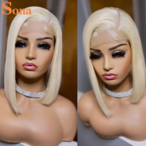 Ombre 4/613 Honey Blonde Bob Wig Straight 613 Closure Wig Short Bob Lace Front Human Hair Wig Colored Lace Frontal Pixie Cut Wig discountshub