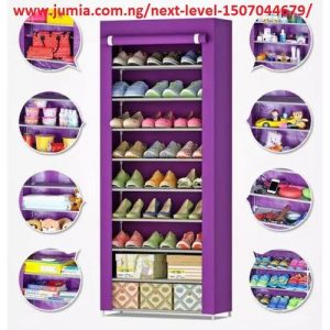 Stainless Shoe Rack + Fabric Cover For 24-Pairs discountshub