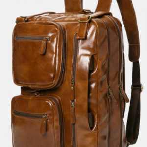 Vintage Business Multi-Pockets Multifunction Waterproof Wearable Multi-Carry Backpack Briefcase discountshub