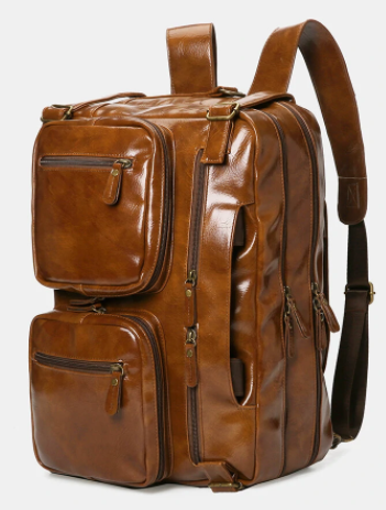 Vintage Business Multi-Pockets Multifunction Waterproof Wearable Multi-Carry Backpack Briefcase discountshub