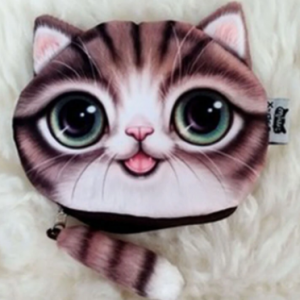 Women Cute Small Tail Cat Printing Coin Purse Wallet discountshub